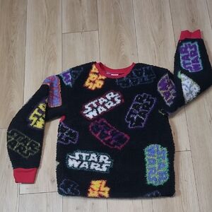 Disney Multicolor Starwars Sherpa  Sweater with Red Trim Soze Xs